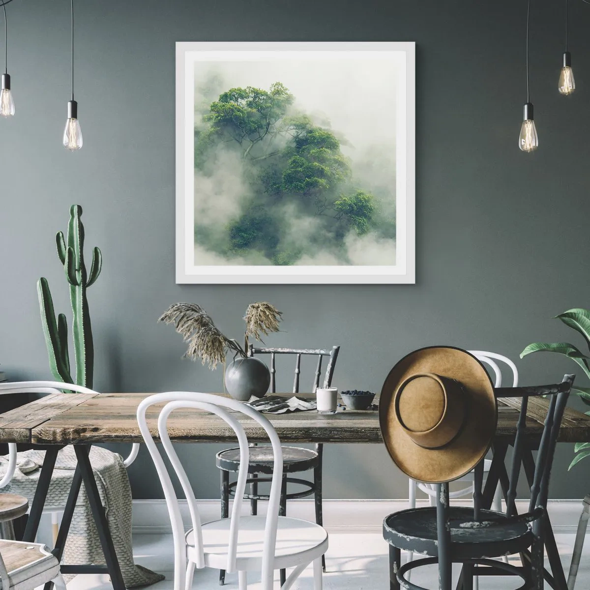 Poster în ramă albă - Înfășurate în ceață - 60x60 cm