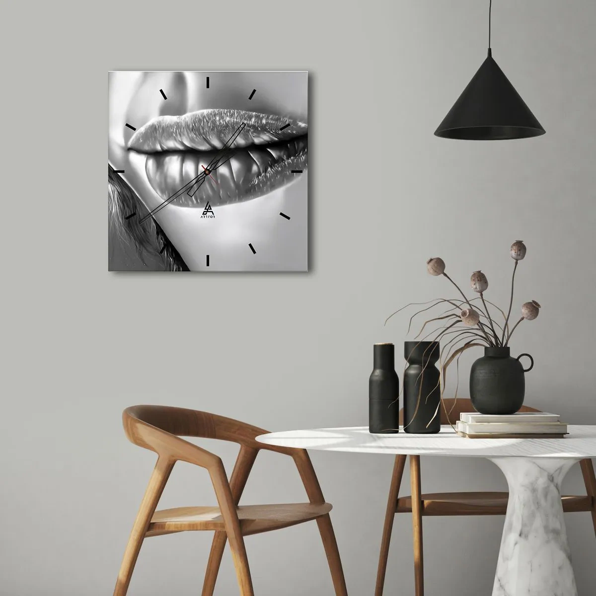 Ceas de perete - Ceas pe sticlă - Știu la ce te gândești... - 30x30 cm