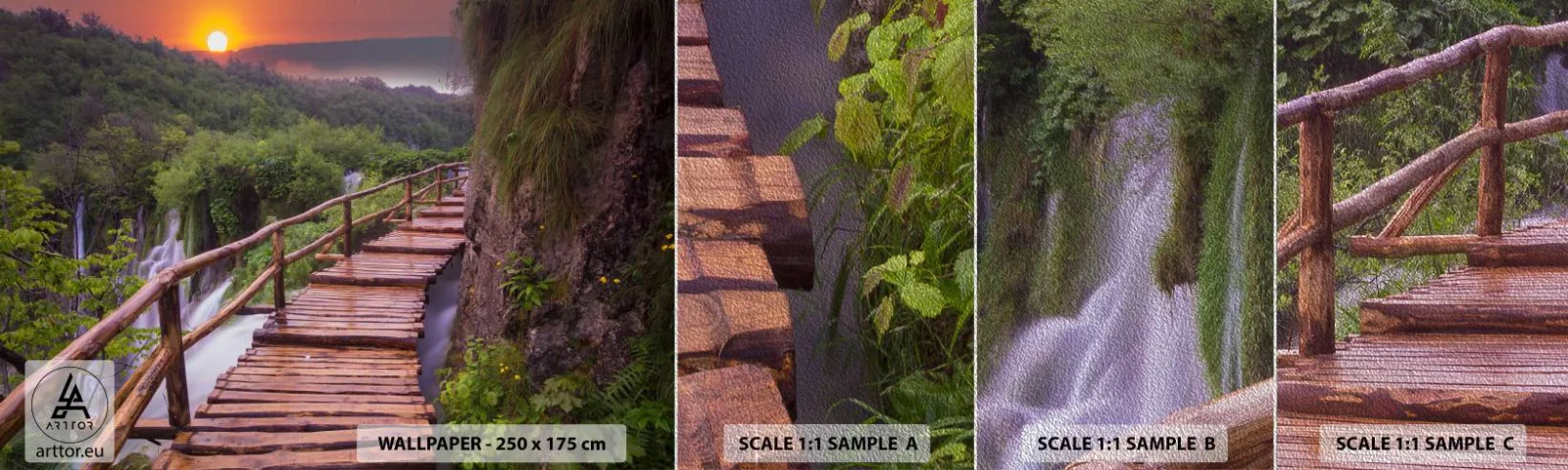 Mostră tapet Premium Sand - Frumusețe de necrezut - Peisaj, Cascadă, Croaţia - 100x30 cm