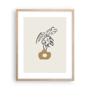 Poster în ramă de stejar deschis - Monstera - decorarea casei - 40x50 cm