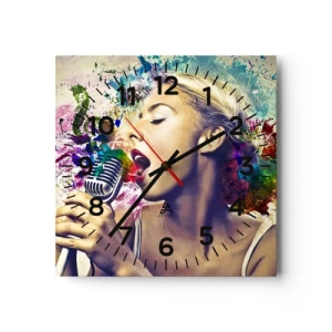 Ceas de perete - Ceas pe sticlă - Pictează lumea cu vocea ta - 30x30 cm