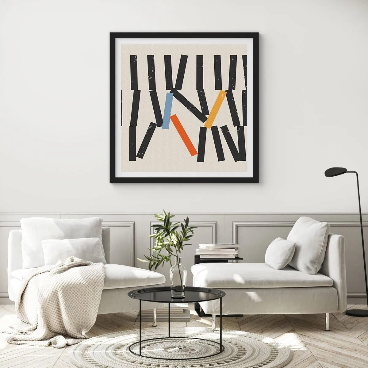 Poster în ramă neagră - Domino - compoziție - 30x30 cm