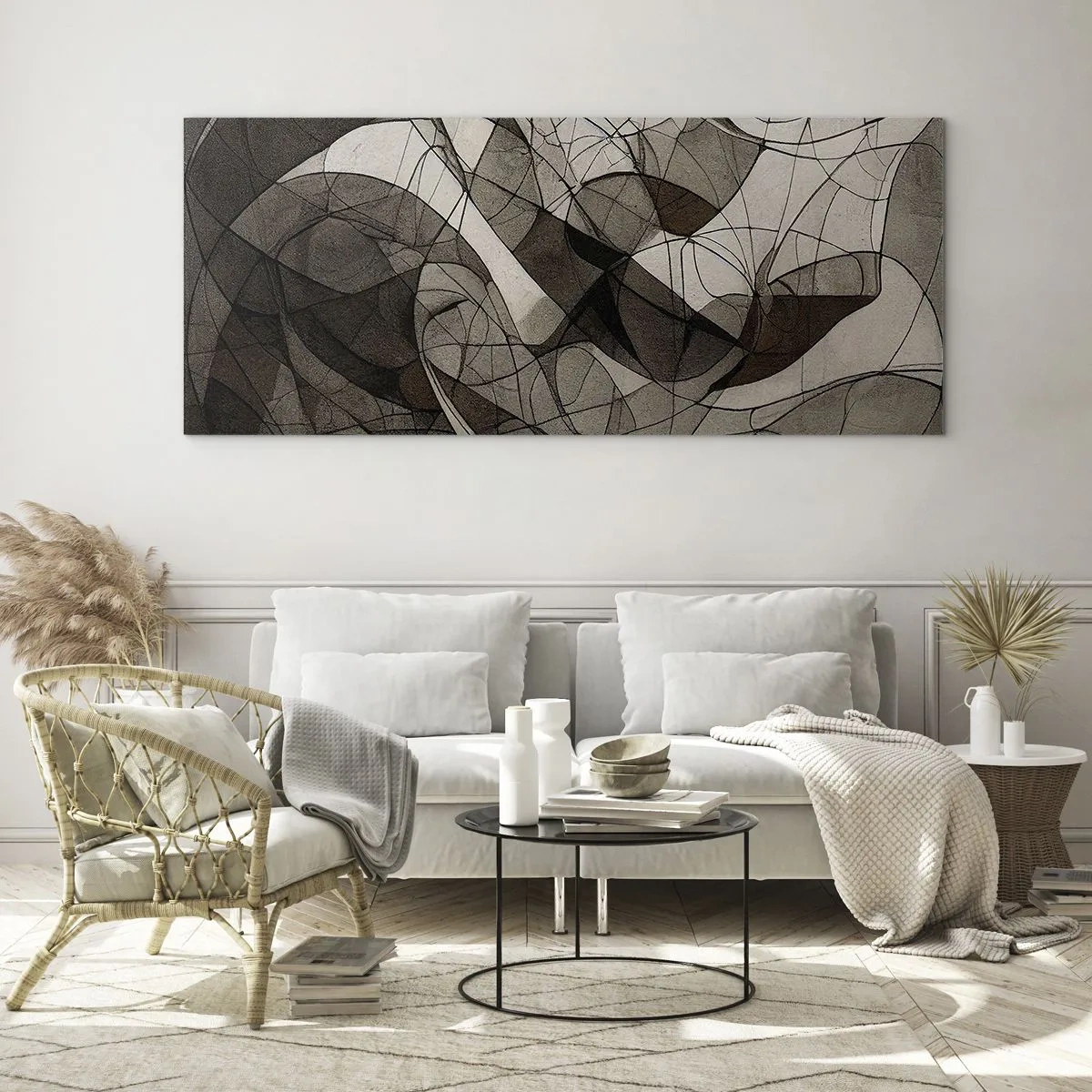 Tablou pe sticlă - Circulația culorilor pământului - 100x40 cm