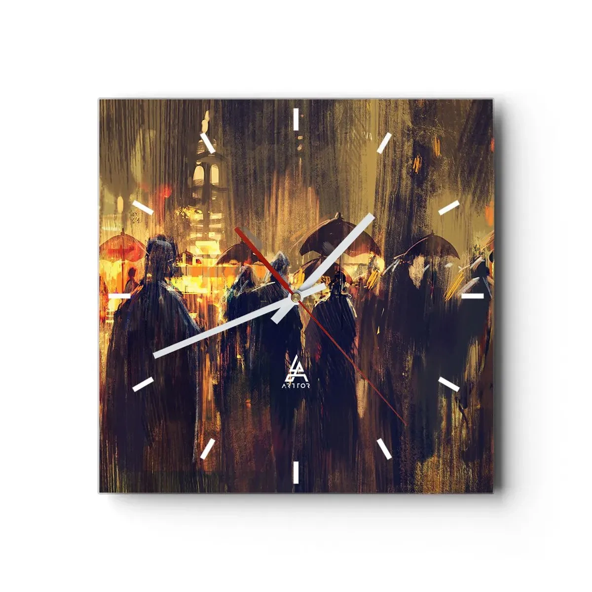 Ceas de perete - Ceas pe sticlă - Urmașii ploii - 40x40 cm