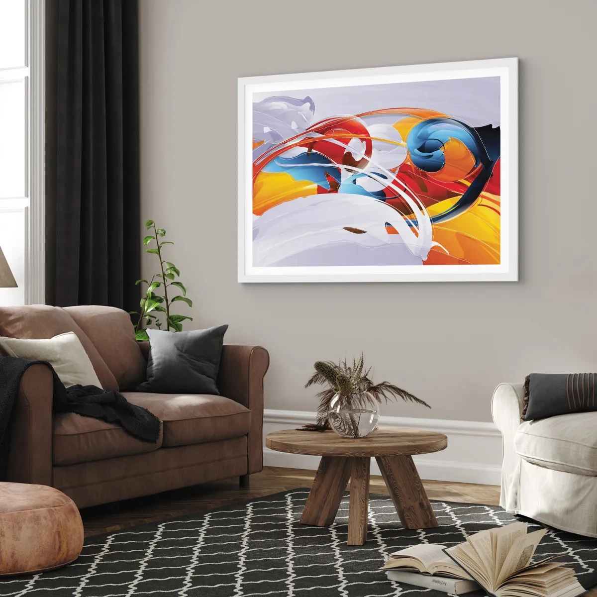 Poster în ramă albă - Dansul elementelor - 40x30 cm