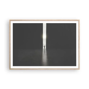 Poster în ramă de stejar deschis - Un pas spre un viitor luminos - 100x70 cm
