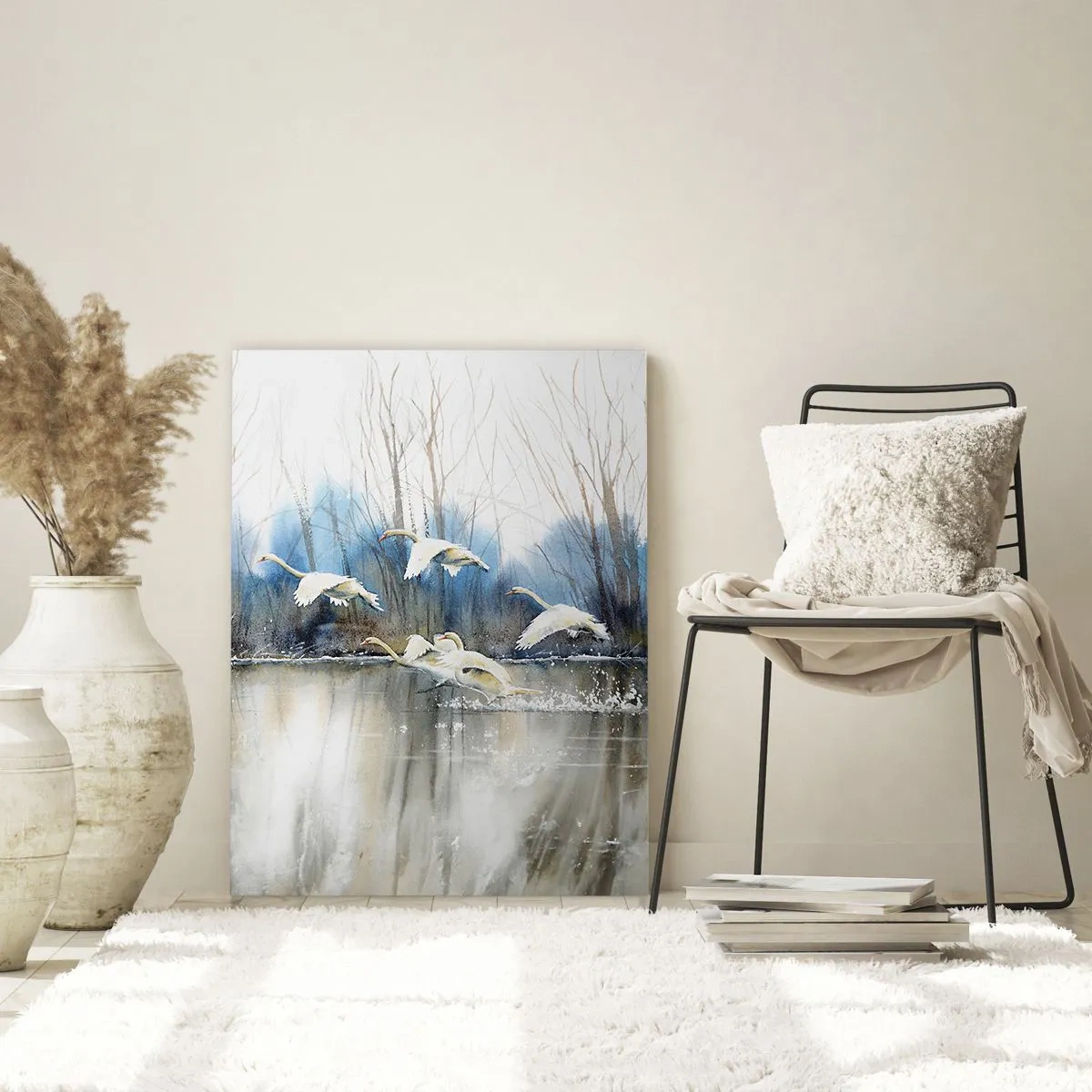 Tablou pe sticlă - Dansând cu lebedele sălbatice - 80x120 cm