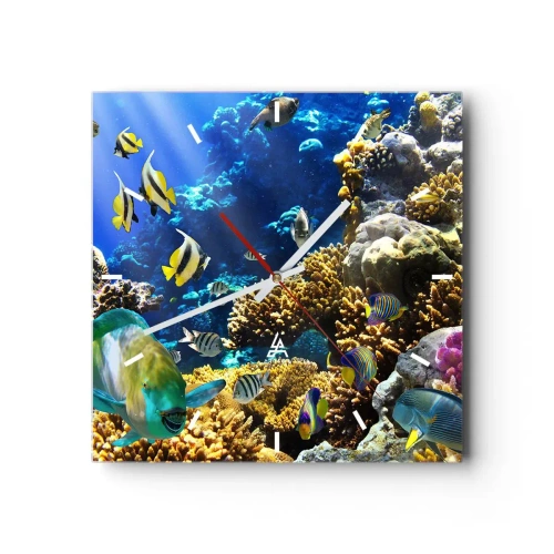 Ceas de perete - Ceas pe sticlă - Trafic intens pe traseul de vacanță - 30x30 cm