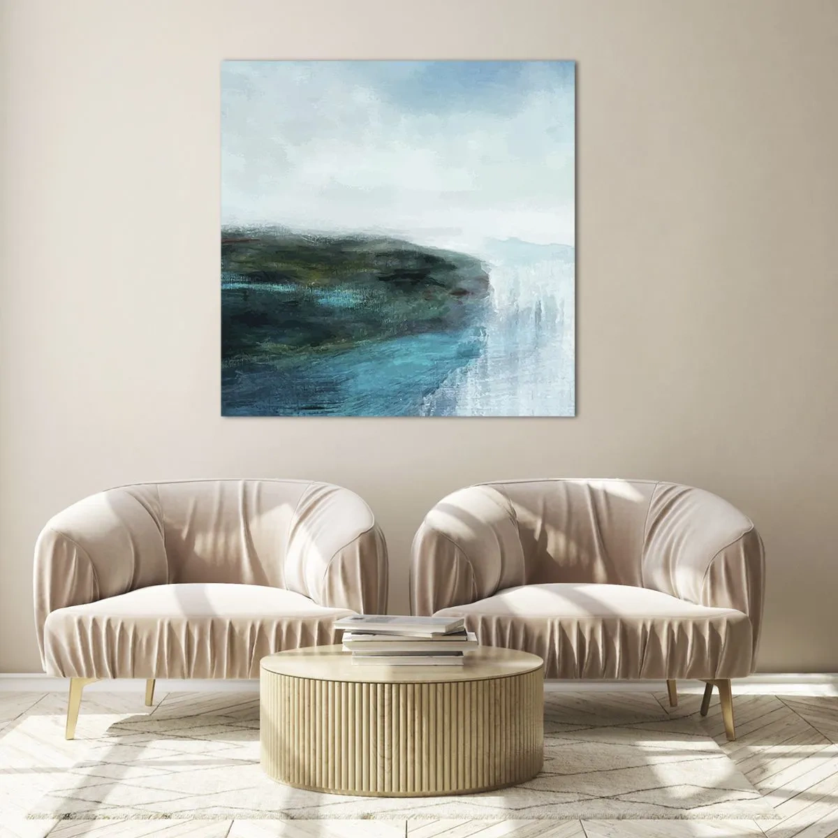 Tablou pe sticlă - Abstracție maritimă - 60x60 cm