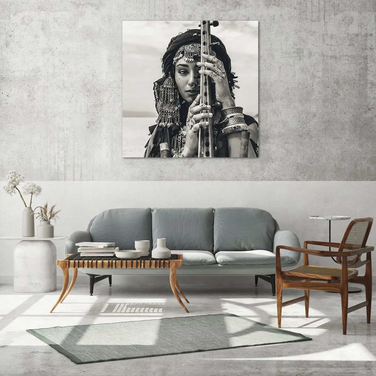 Tablou pe sticlă - Muzica orientală în sine - 60x60 cm