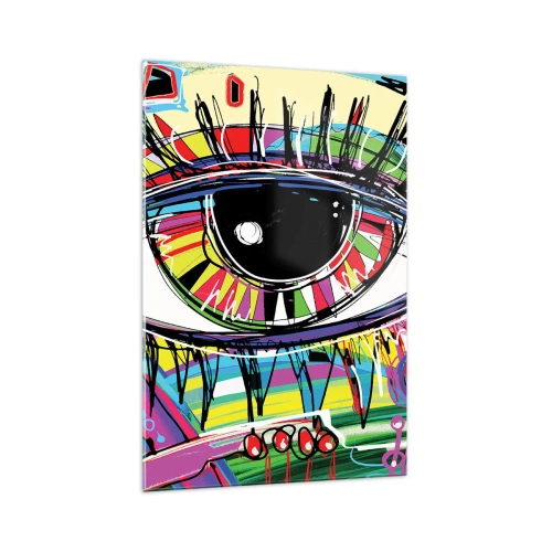 Tablou pe sticlă - Un ochi colorat - un suflet colorat - 70x100 cm