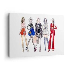 Tablou pe pânză Canvas - Ilustrații elegante ale siluetelor de modă - 70x50cm - Every week Fashion Week - Decorațiune modernă pentru perete pentru living și dormitor ARTTOR
