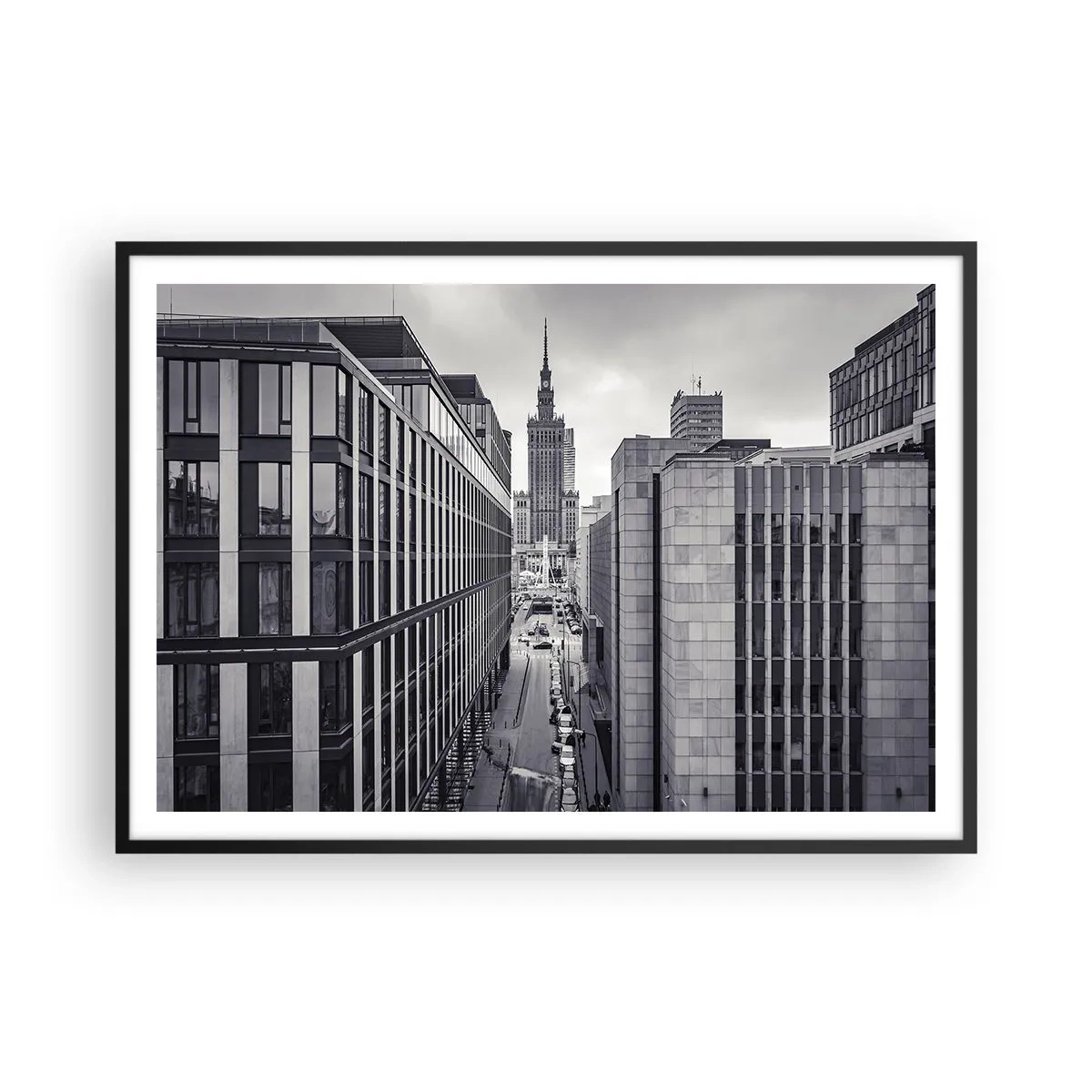 Poster în ramă neagră - Vale citadină din Varșovia - 100x70 cm