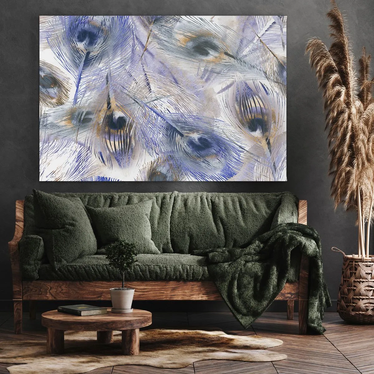 Tablou pe pânză - Compoziția penelor de păun - 120x80 cm