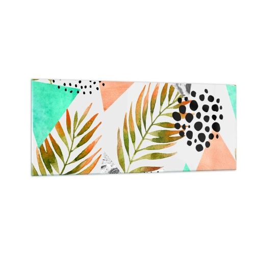 Tablou pe sticlă - Decorațiuni cu frunze de palmier - 100x40 cm