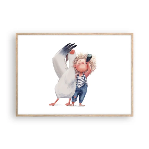 Poster în ramă de stejar deschis - Un plan pentru o călătorie minunată - 100x70 cm