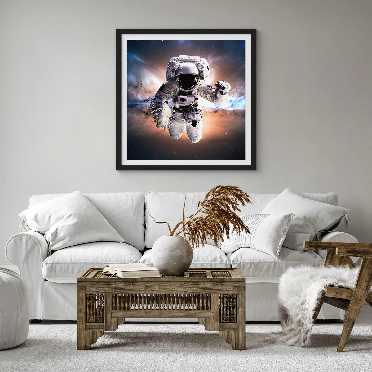 Poster în ramă neagră - Salutări din spațiul cosmic - 40x40 cm