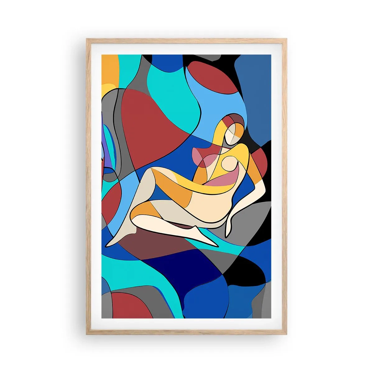 Poster în ramă de stejar deschis - Nudul cubist - 61x91 cm
