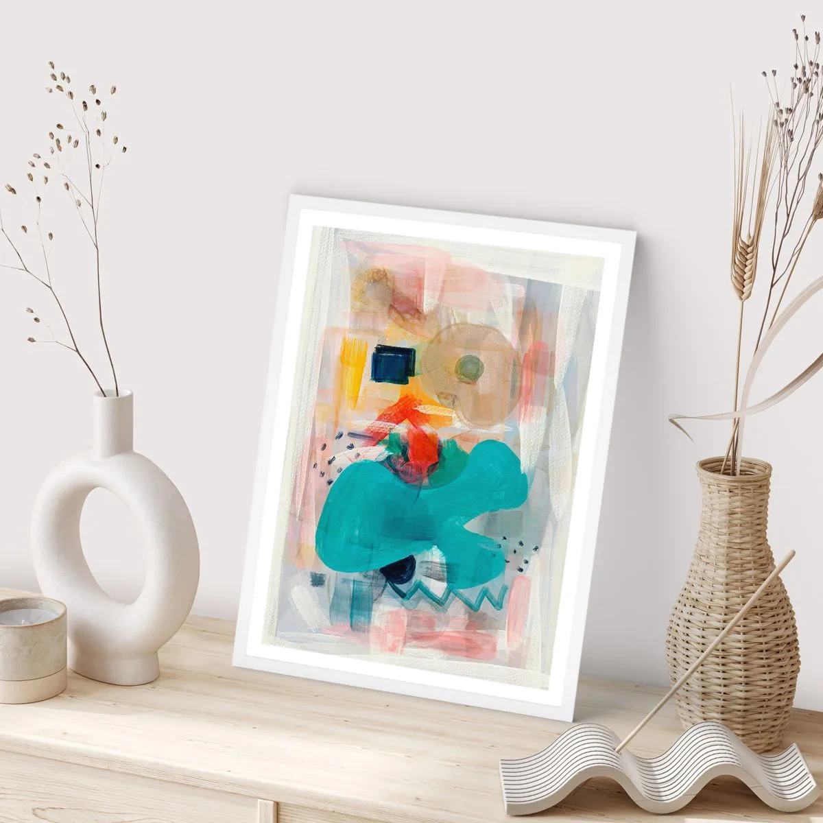 Poster în ramă albă - Joc plin de culoare - 70x100 cm