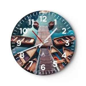 Ceas de perete - Ceas pe sticlă - Așteptând în port - 40x40 cm