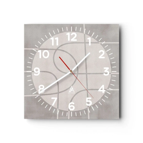 Ceas de perete - Ceas pe sticlă - Circular și drept înainte - 40x40 cm