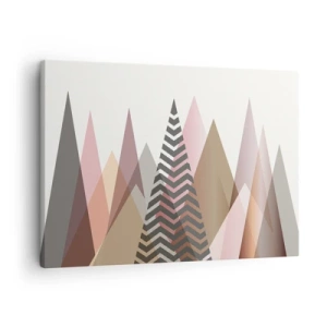 Tablou pe pânză Canvas - Munți geometrici colorați în nuanțe pastelate - 70x50cm - Construcție piramidală - Decorațiune modernă pentru perete pentru living și dormitor ARTTOR