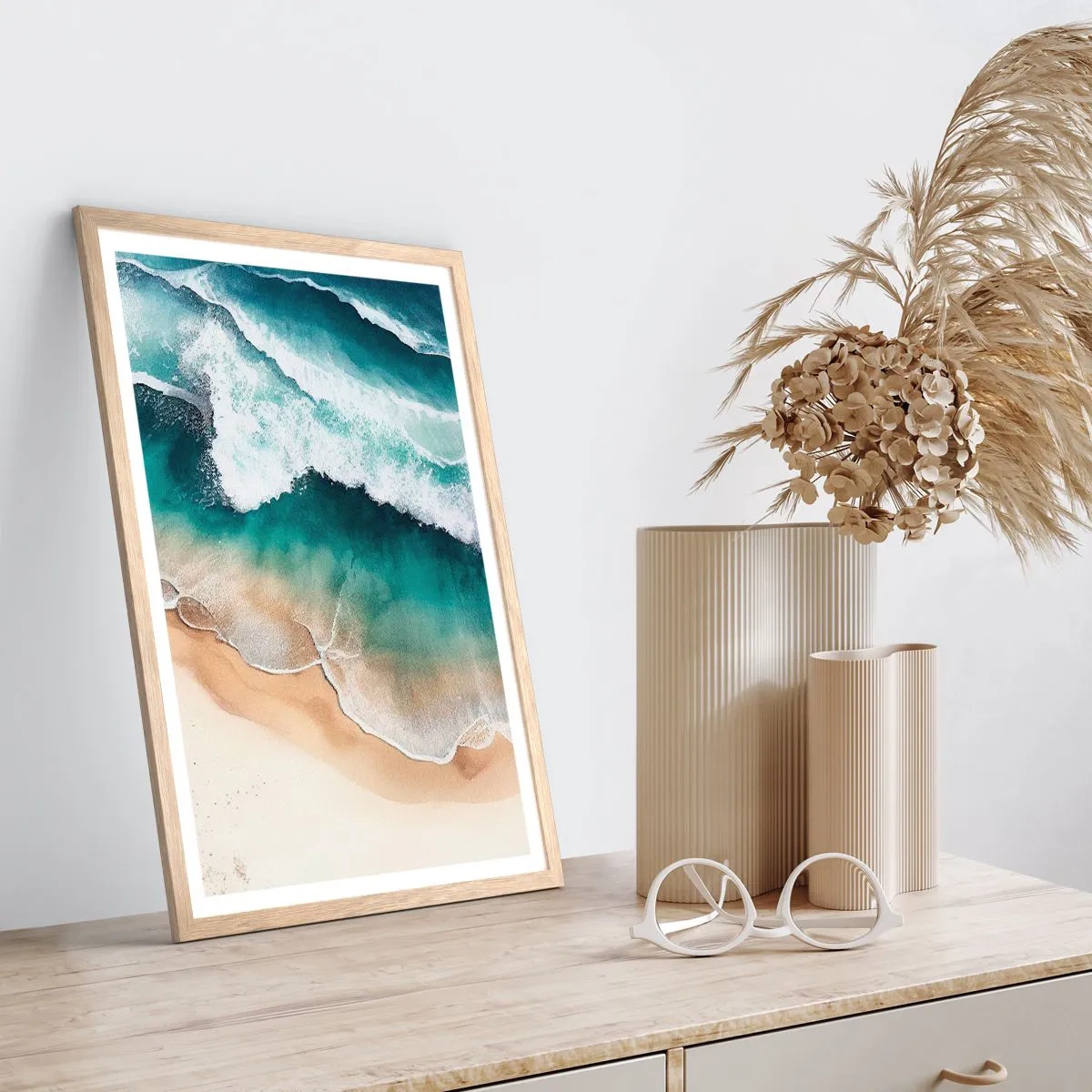 Poster în ramă de stejar deschis - Întâlnire eternă - 50x70 cm