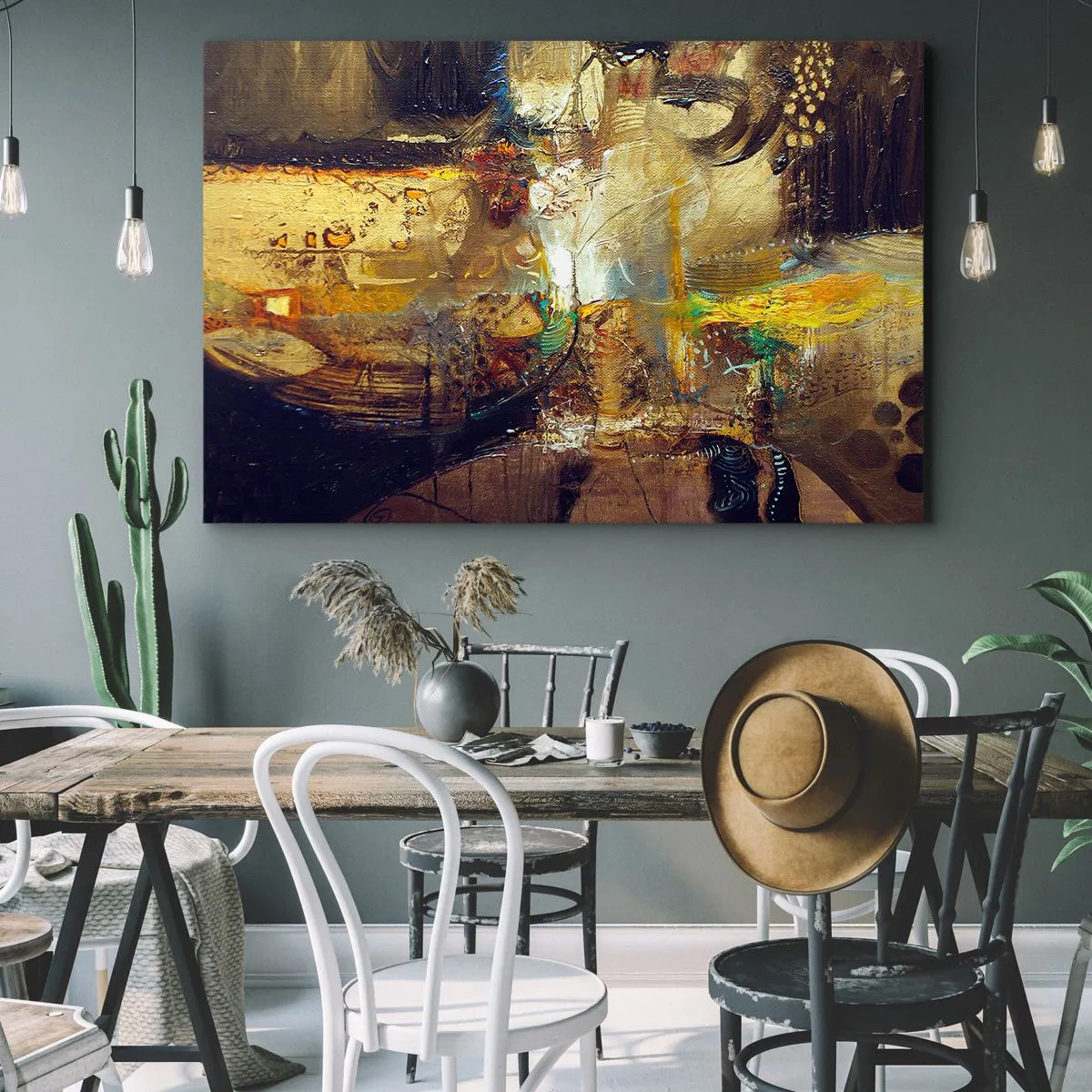 Tablou pe pânză Canvas - Natură statică abstractă în culori calde - 70x50cm - Rece, călduț, fierbinte - Decorațiune modernă pentru perete pentru living și dormitor ARTTOR