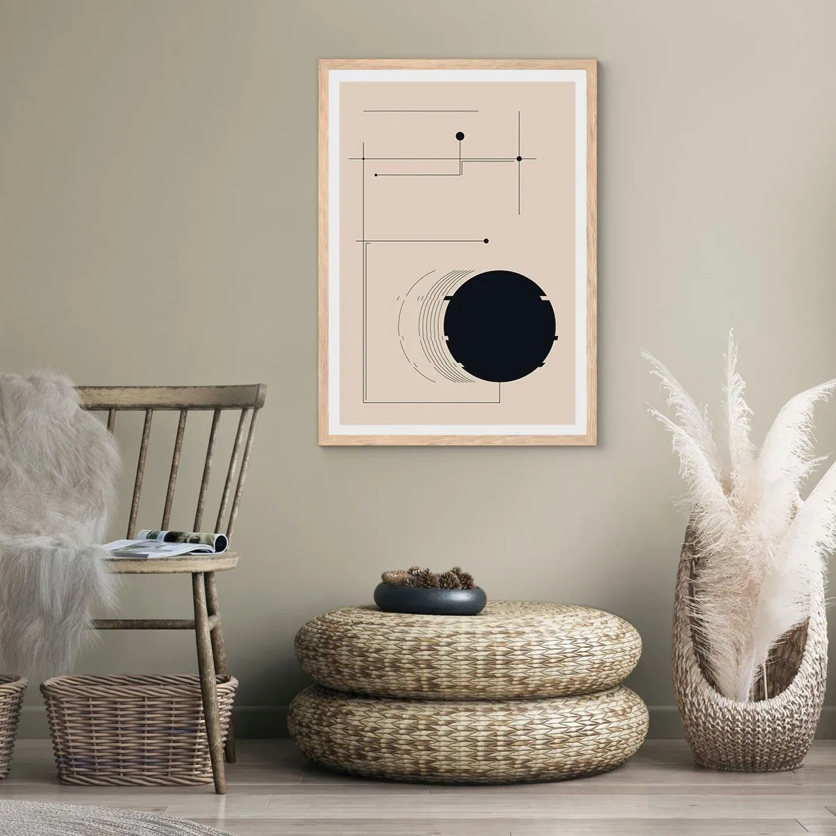 Poster în ramă de stejar deschis - Compoziție flexibilă și dinamică - 40x50 cm