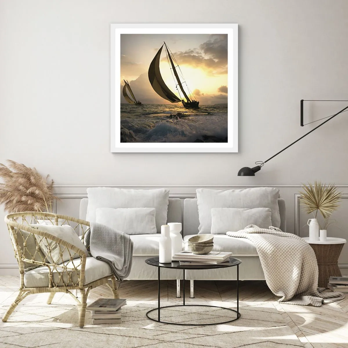 Poster în ramă albă - Vânt în jos și în sus - 40x40 cm