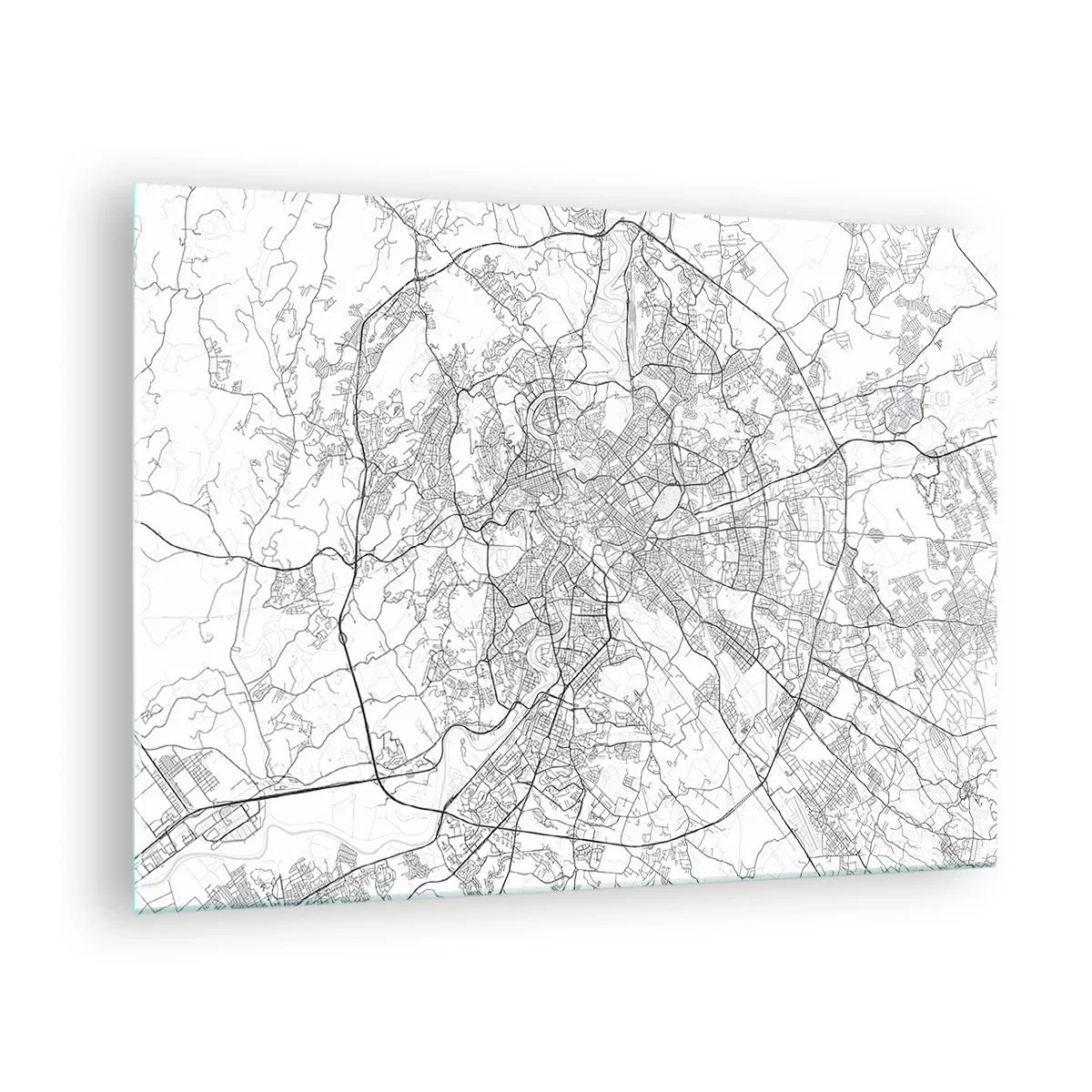 Tablou pe sticlă - Hartă a Romei cu o configurație clară a drumurilor circulare - 70x50cm - Cerc roman - Decorațiune modernă pentru perete pentru living și dormitor ARTTOR