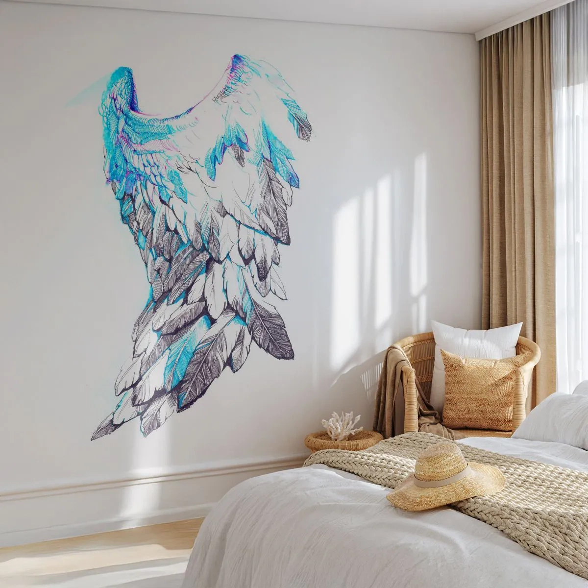 Tapet Autoadeziv Deluxe Sticker - Am nevoie de aripi - Abstracția, Aripă de pasăre, Pene de păsări - 250x175 cm