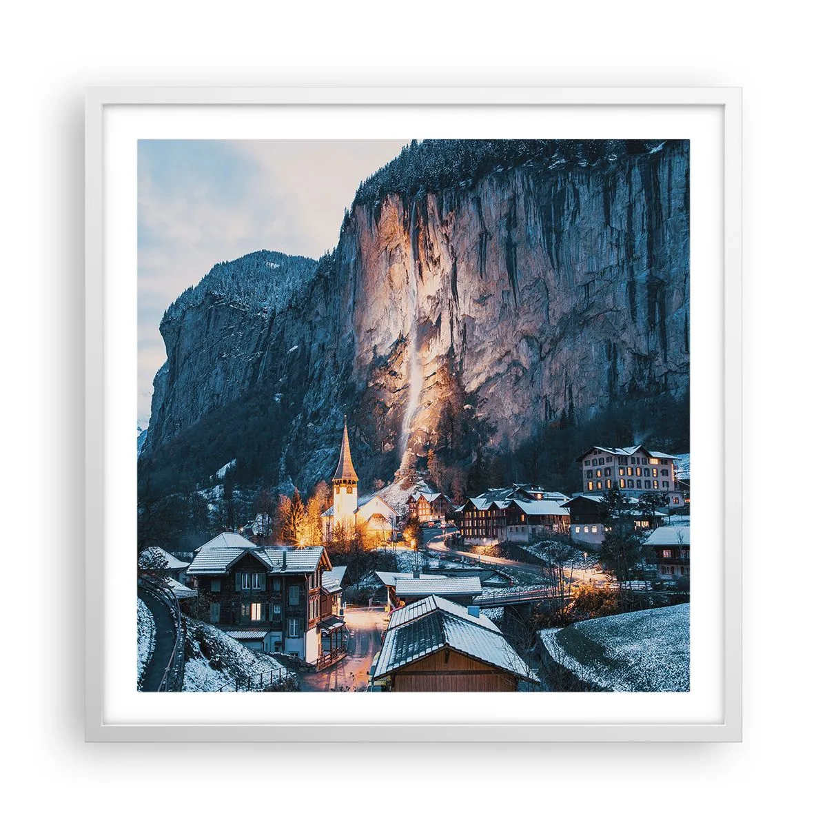 Poster în ramă albă - Spiritul luminos al iernii - 60x60 cm