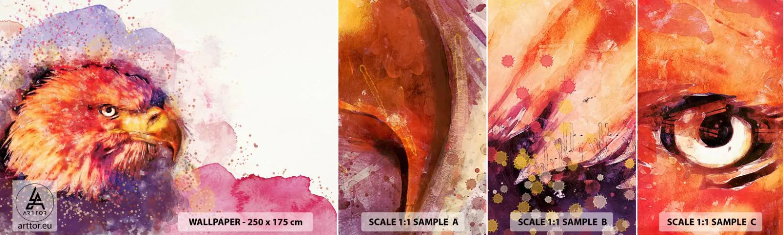 Mostră tapet autocolant Deluxe Sticker - Nu vrei să știi la ce mă gândesc - Abstracția, Pasăre, Vultur - 100x30 cm