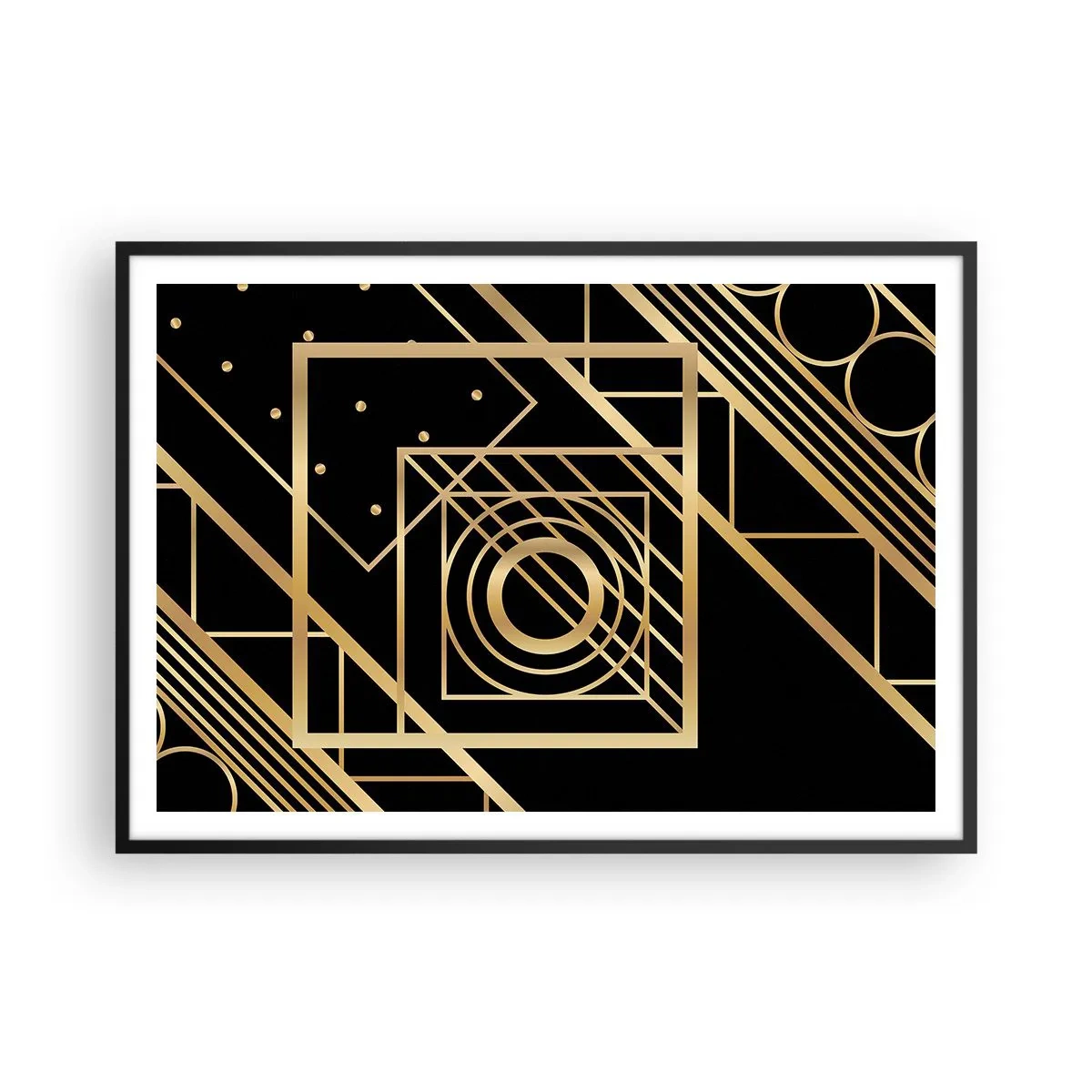 Poster în ramă neagră - Geometrie de aur - 100x70 cm