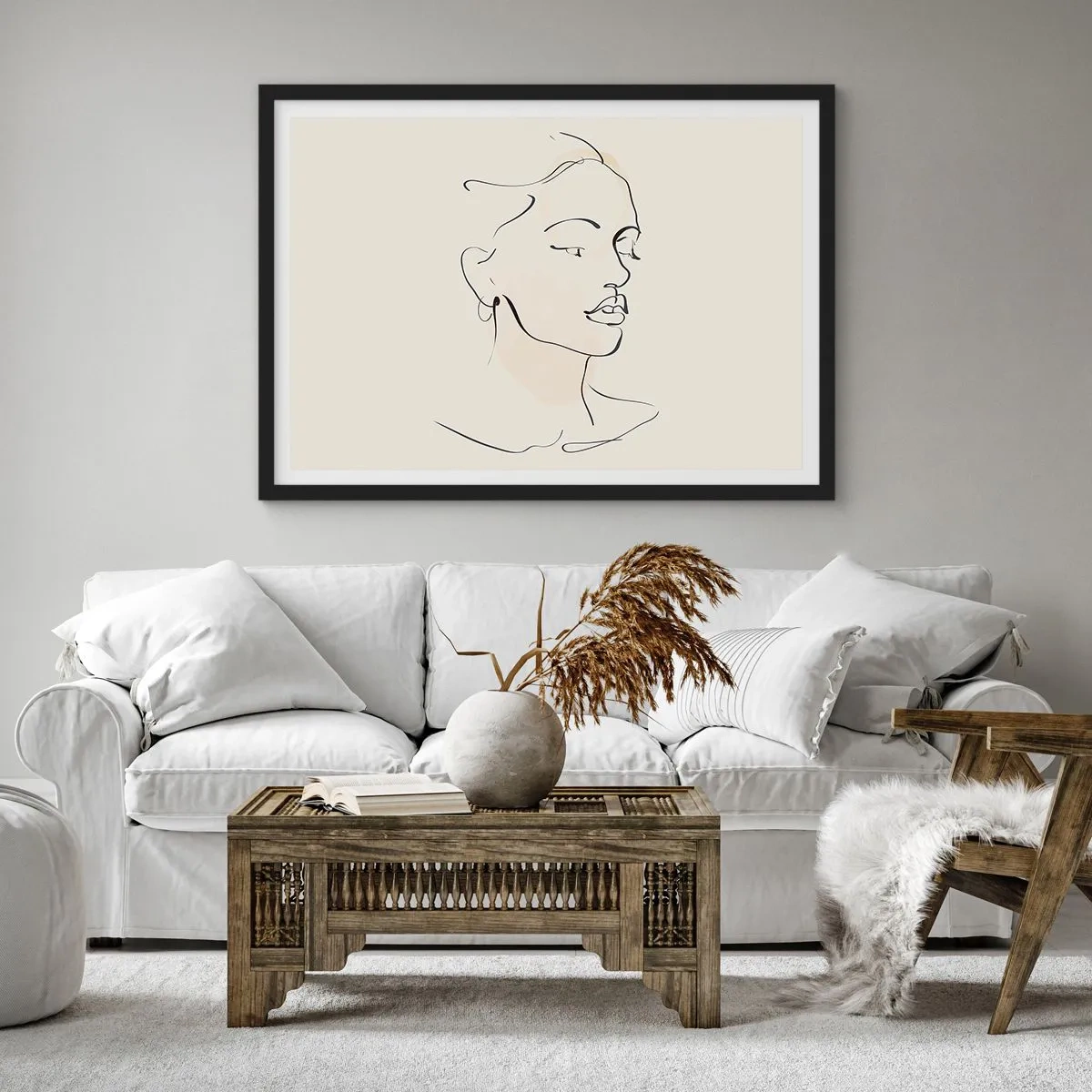 Poster în ramă neagră - Cu o linie sigură - 40x30 cm