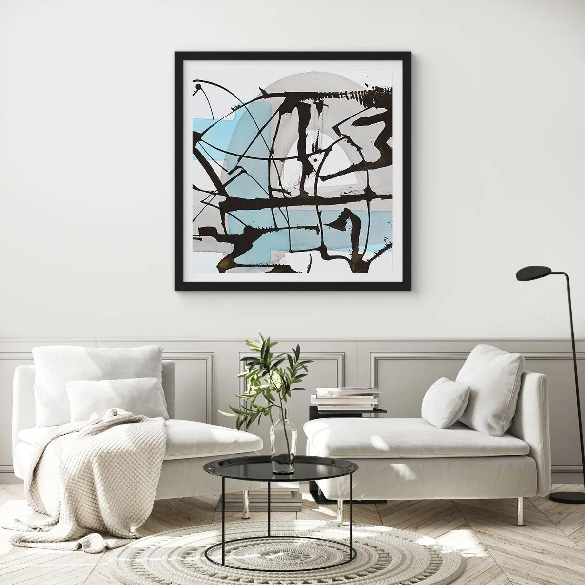 Poster în ramă neagră - Cu toate acestea, albastru - 60x60 cm