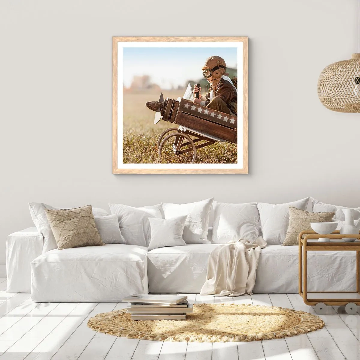 Poster în ramă de stejar deschis - Porniți spre vis - 60x60 cm