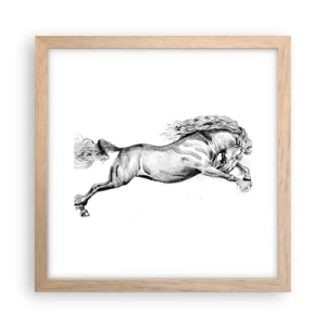 Poster în ramă de stejar deschis - Oprit din galop - 30x30 cm