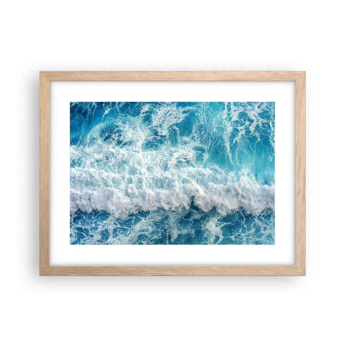 Poster în ramă de stejar deschis - Cu bucurie și în salturi - 40x30 cm