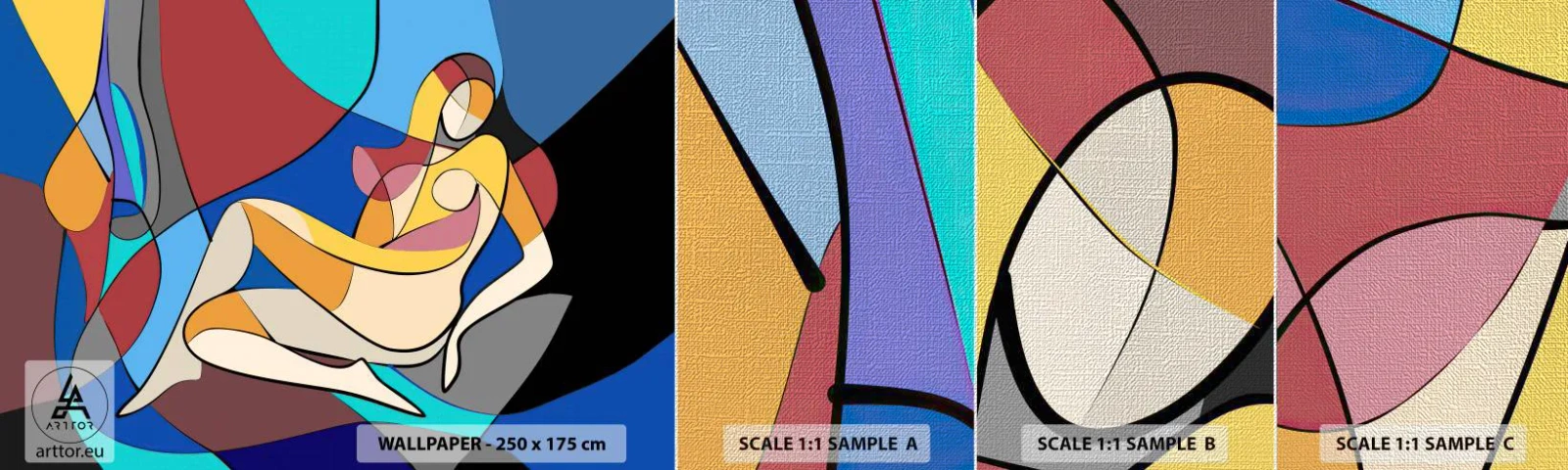 Mostră tapet Premium Canvas - Nudul cubist - Cubism, Modern, Femeie - 100x30 cm