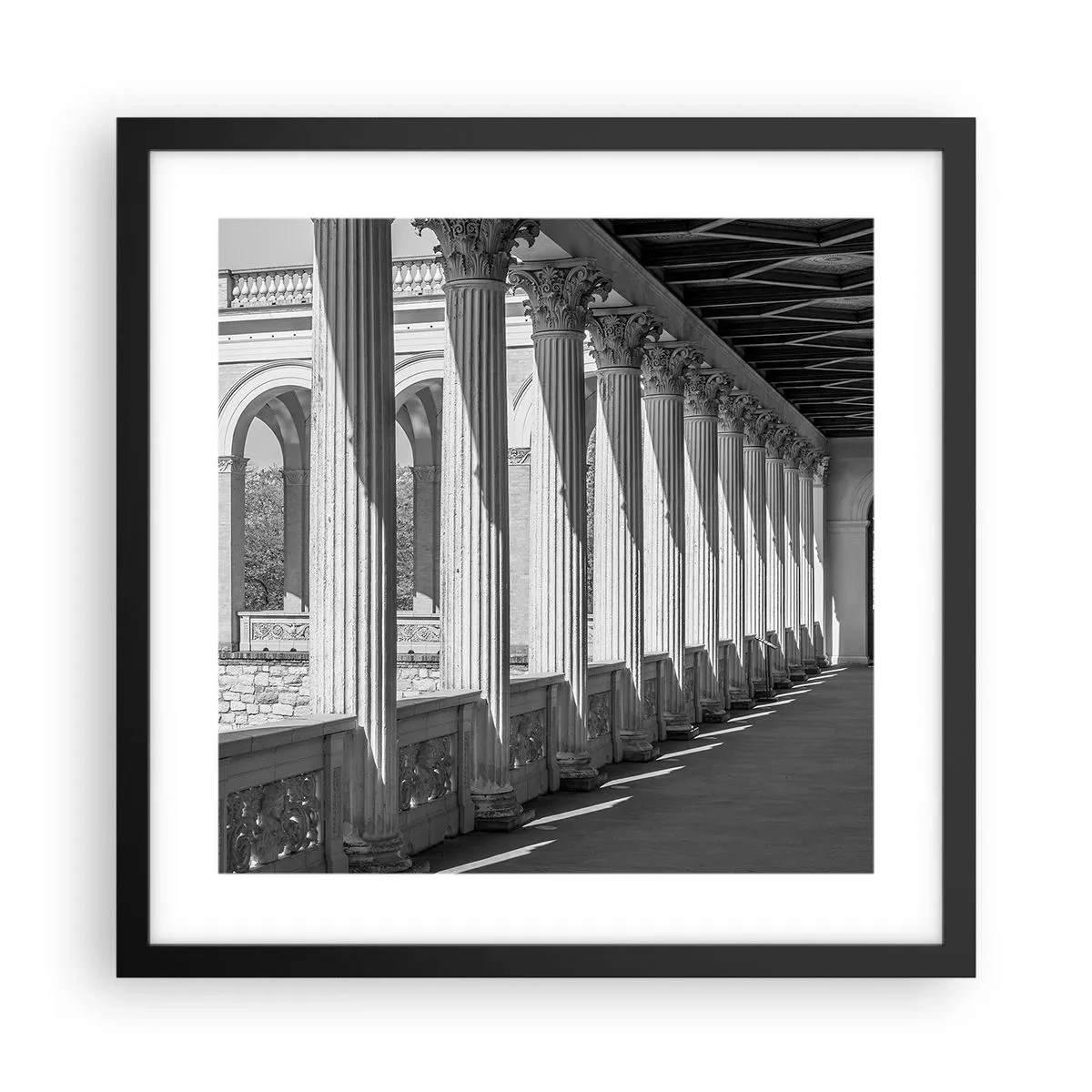 Poster în ramă neagră - Arcadă însorită - 40x40 cm