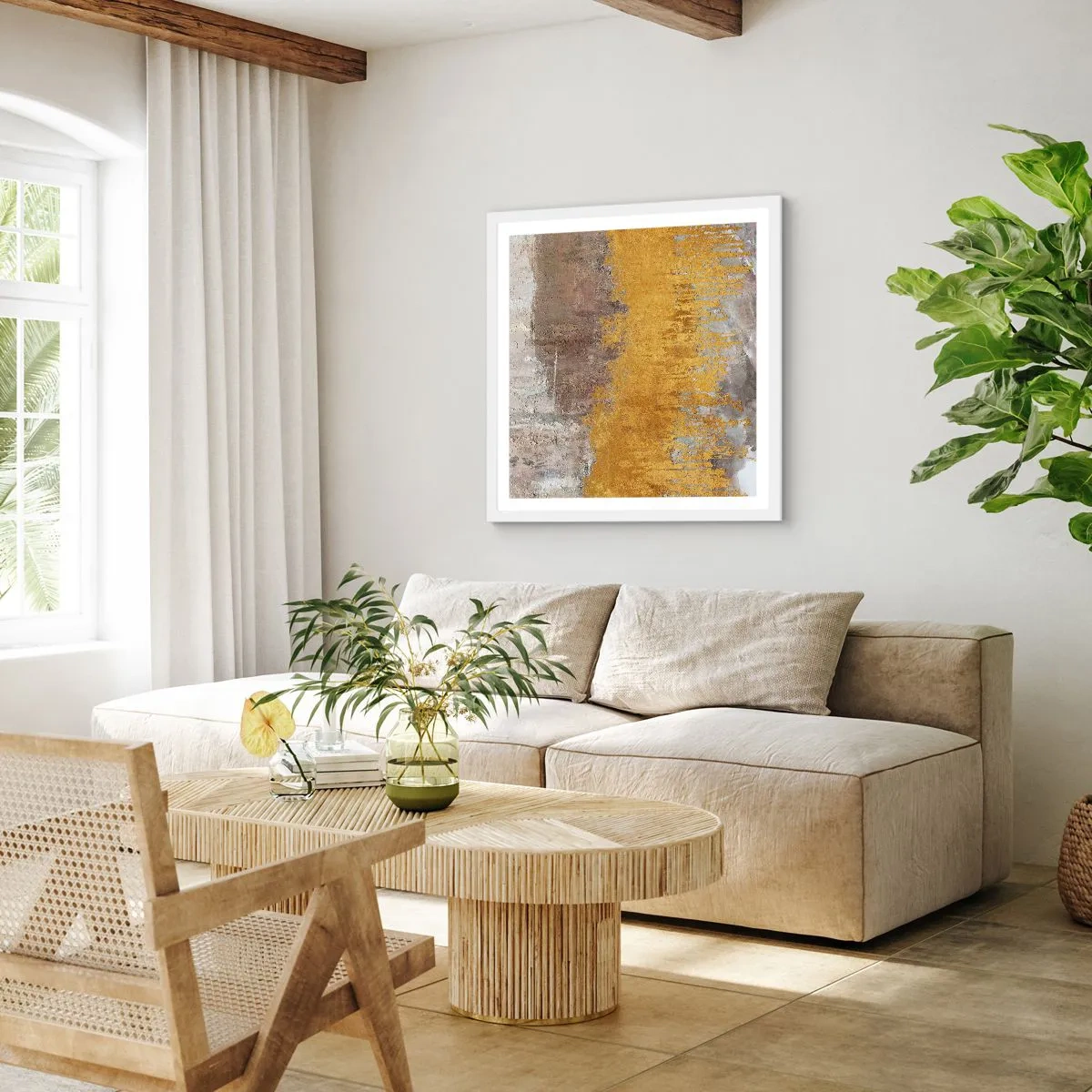 Poster în ramă albă - O suflare de aur - 30x30 cm