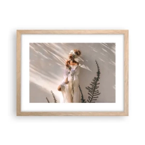 Poster în ramă de stejar deschis - Soarele și fata - 40x30 cm