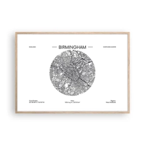 Poster în ramă de stejar deschis - Anatomia Birmingham - 100x70 cm