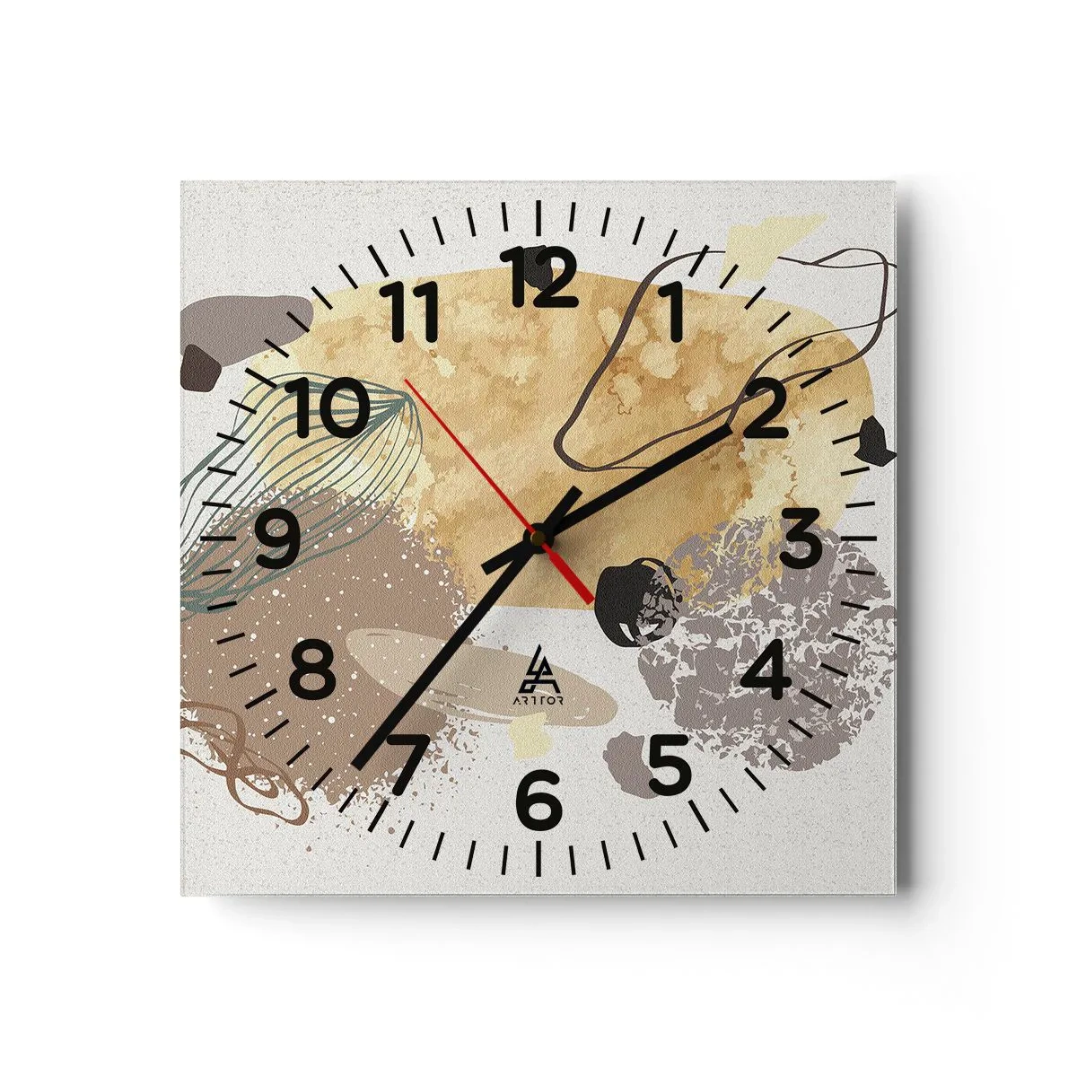 Ceas de perete - Ceas pe sticlă - Fluiditatea aplicată - 30x30 cm