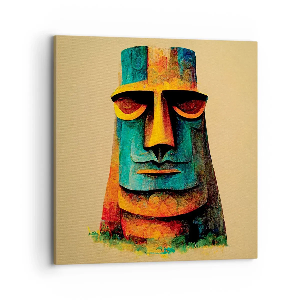 Tablou pe pânză - Statuie, dar simpatică - 70x70 cm