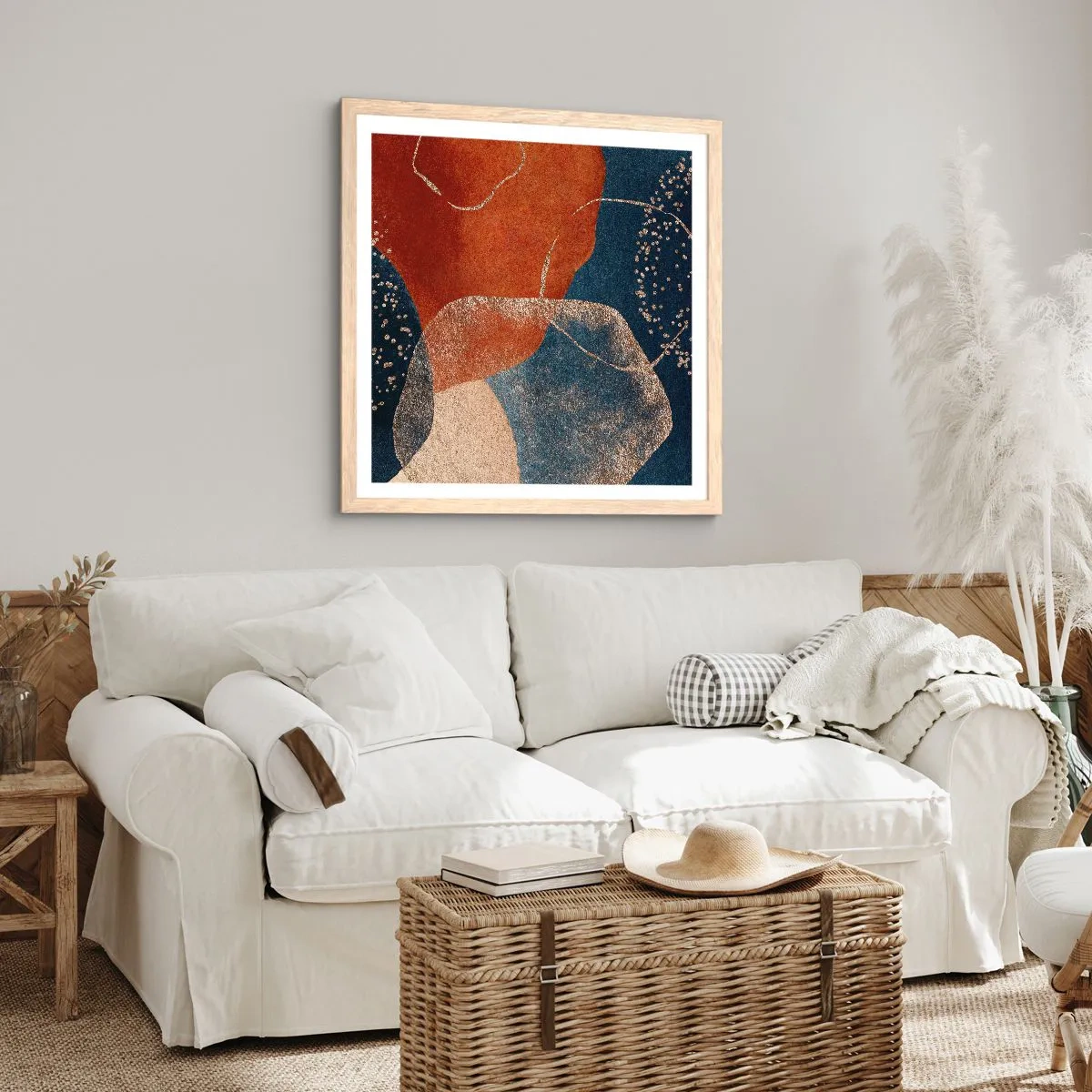 Poster în ramă de stejar deschis - Ușurința de a fi - 60x60 cm