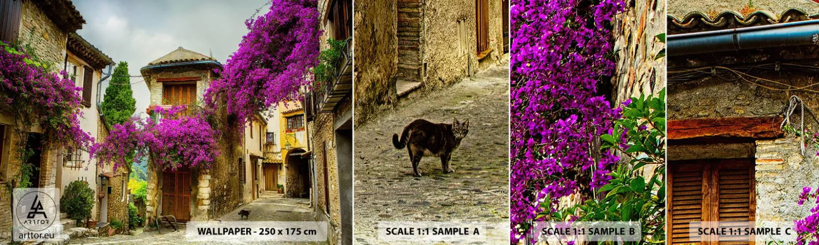 Mostră tapet autocolant Deluxe Sticker - Sub un baldachin floral - Peisaj, Arhitectură, Oraș - 100x30 cm