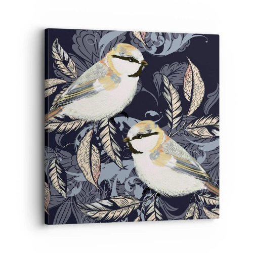 Tablou pe pânză - Ciripirile galben-albastru - 30x30 cm